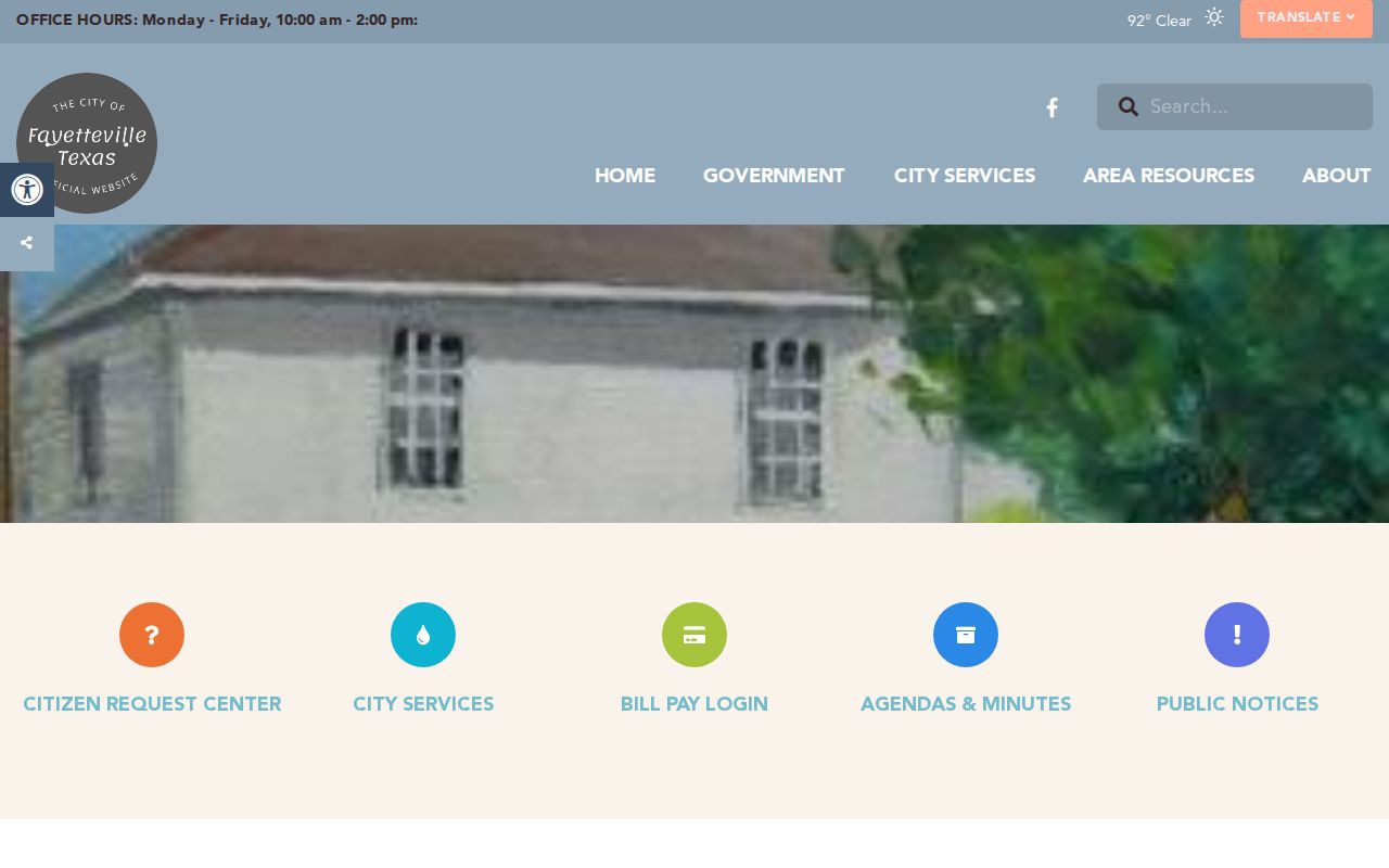 Fayetteville city-government landing page for local warrant routing
