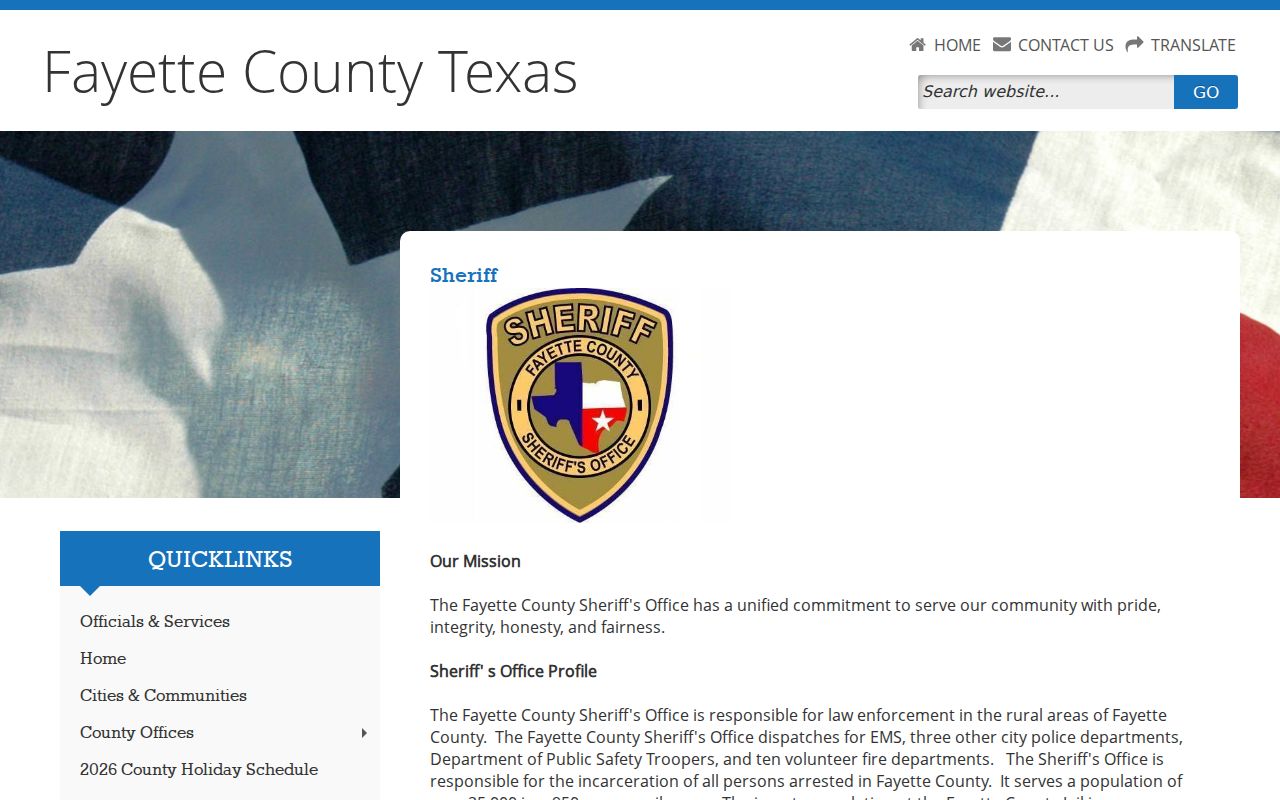 Fayette County sheriff profile used for warrant-record routing