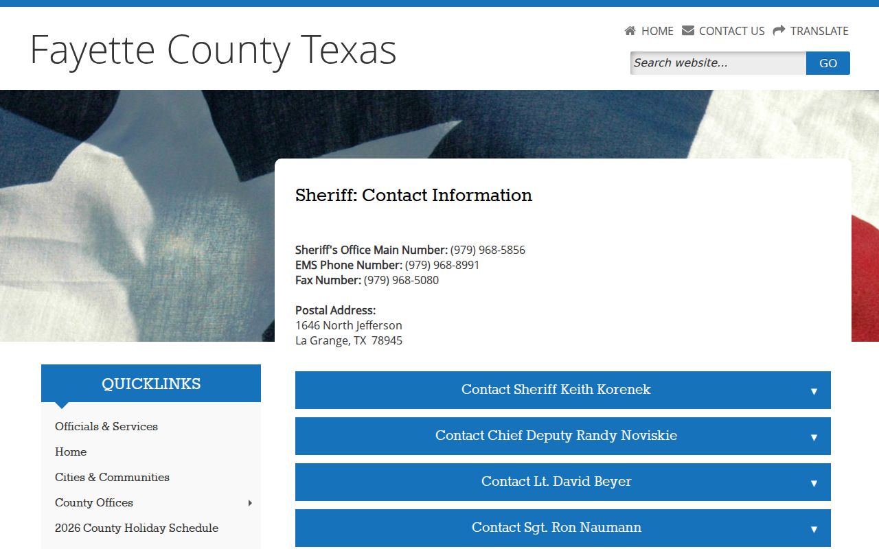 Fayette County sheriff contact details for warrant records